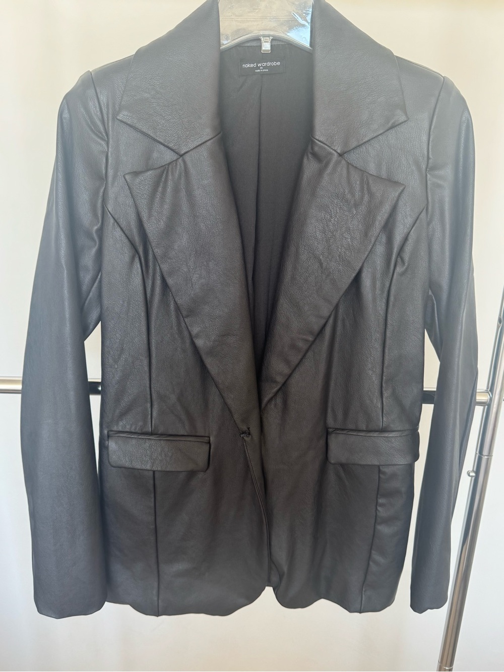naked wardrobe Black Faux Leather Blazer